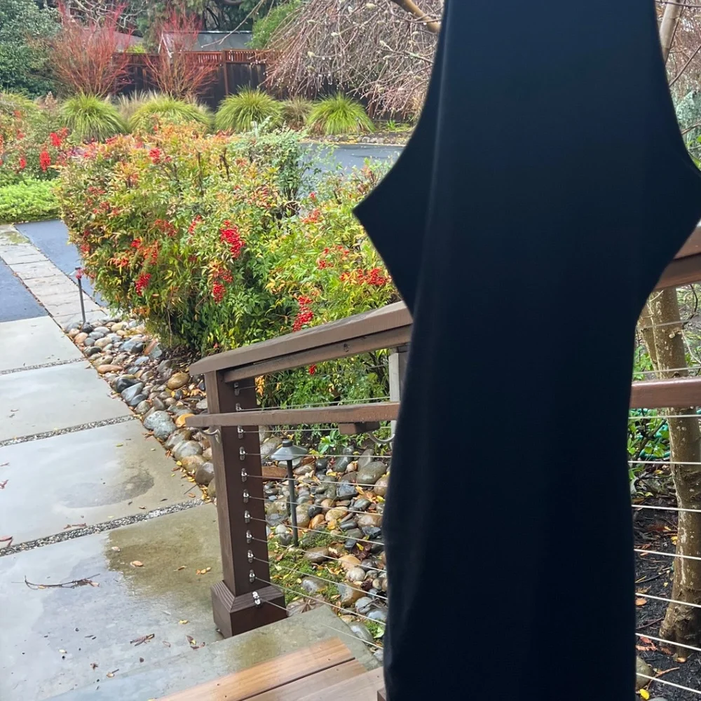 Pam and Gela Long Spandex Dress- Black- Ruched On One Side. - Picture 10 of 11